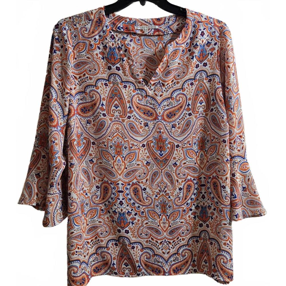 Violet + Claire Women's Paisley Pattern Bell Sleeve Blouse Plus Size 2X